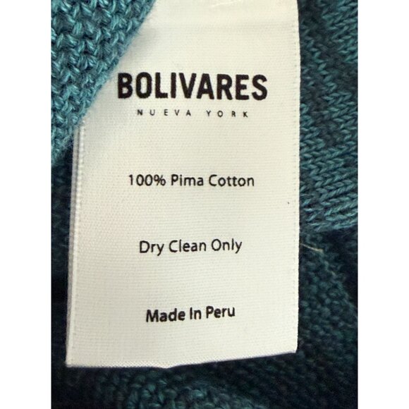 Bolivares Mens Teal Full-Zip Hoodie Sweater M 100% Pima Cotton Made In Peru - Picture 2 of 7